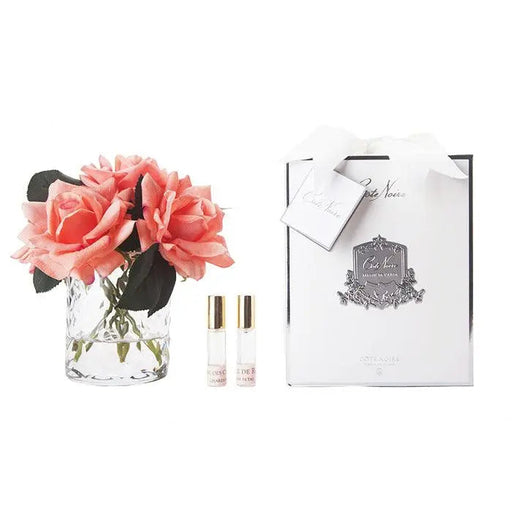 Cote Noire Herringbone Flower - 5 French Roses - Clear - White Peach HCF35 Cote Noire