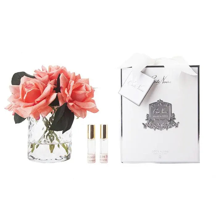 Cote Noire Herringbone Flower - 5 French Roses - Clear - White Peach HCF35 Cote Noire