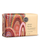 A rectangular bar of soap with a colorful, abstract design on the packaging.