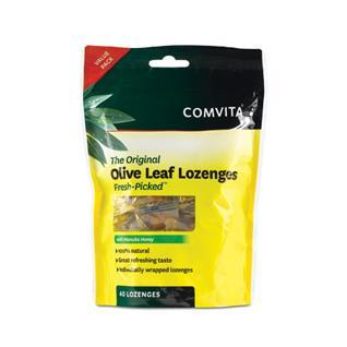 a package of Comvita olive leaf lozenges.