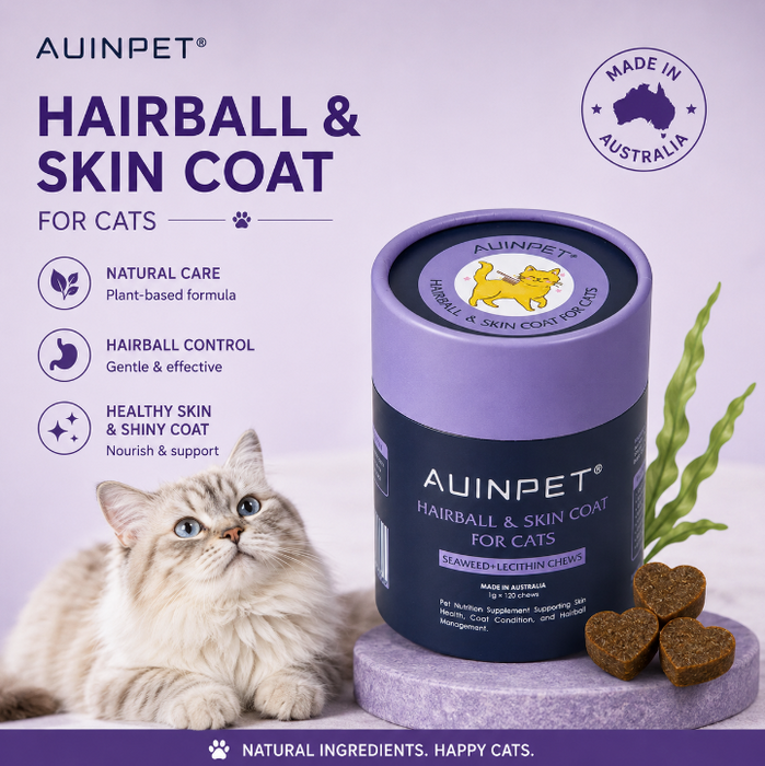 Auinpet HAIRBALL & SKIN COAT For Cats - Seaweed + Lecithin Chews
