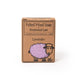 A cardboard box containing a bar of felt wool soap with a sheep illustration on the front.