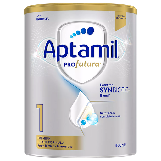 A can of Aptamil Pro Futura infant formula, which is a premium infant formula from birth to 6 months.