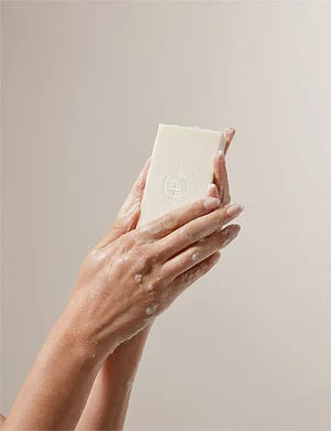 A pair of hands holding a bar of soap.