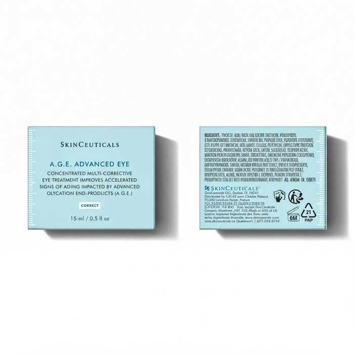 two boxes of SkinCeuticals A.G.E. Advanced Eye treatment.