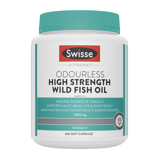 Swisse Ultiboost Odourless High Strength Wild Fish Oil 1500mg 400 Capsules EXP:10/2026 Swisse