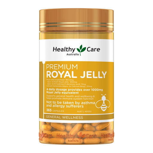 a bottle of Royal Jelly capsules from Healthy Care Australia.