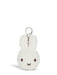A white plush rabbit keychain with a silver metal clasp.