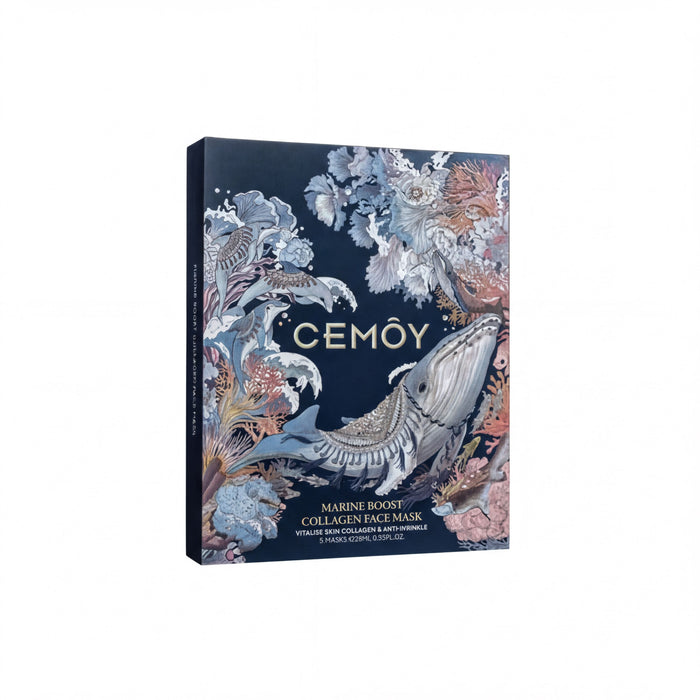 The image is a book cover for "CEMOY" by Marine Boost Collagen & Antioxidant Ointment.