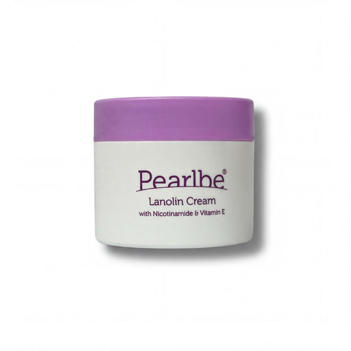 A jar of Pearlbe Lanolin Cream with Nicotrimide & Vitamin E.