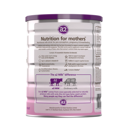 The image is a nutritional information label for a milk-based formula designed for mothers.