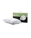 a white pillow and its packaging, which is green and white.