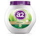 a jar of organic milk powder with a purple lid.