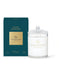 a green box and a clear glass jar of a candle from the brand GLASHOUSE. The box is labeled "VELvet RHAPSODY" and the jar is labeled "GLASHOUSE FRAGRANCES" and "WATER LILY & YUJU".