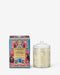 a glass jar and a box, both with intricate designs and patterns, likely representing a candle or other product.