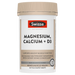 a bottle of Swiss Health & Muscle Health Magnesium Calcium D3 tablets.