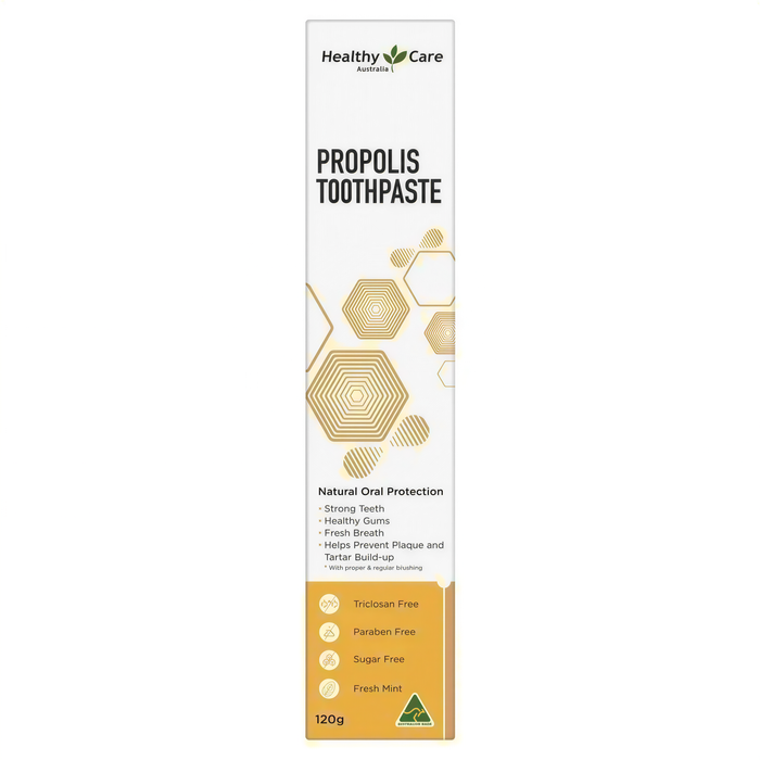The image is a product label for a toothpaste called "Propolis Toothpaste".