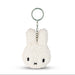 A white plush rabbit keychain with a black eye and nose design.
