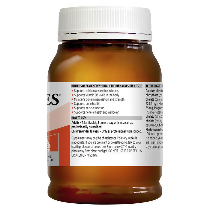 Blackmores Total Calcium Magnesium D3 200 Tablets