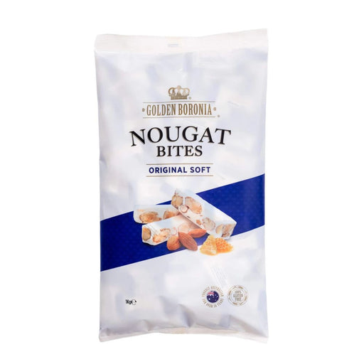 A bag of Golden Boronia Nougat Bites, a soft and chewy candy, is pictured.