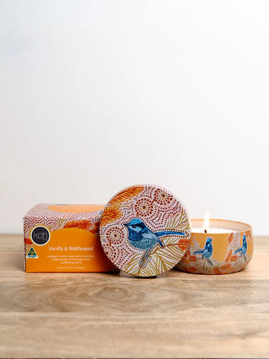 Koh Living Aboriginal Scented Vanilla & Wattleseed Candle Tin 170g