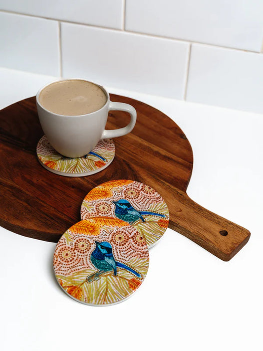 Koh Living Aboriginal Blue Wren Coaster