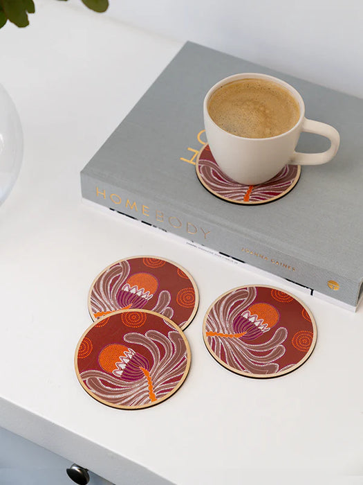 Koh Living Aboriginal Banksia Ceramic Coaster