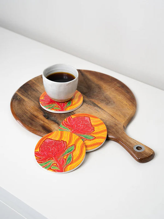 Koh Living Aboriginal Waratah Ceramic Coaster