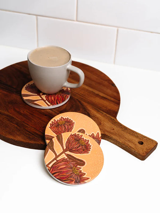 Koh Living Aboriginal Proteas Ceramic Coaster