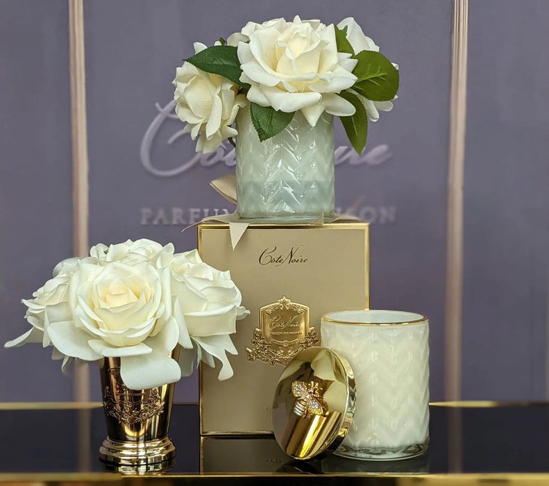 Cote Noire - Seven Rose Bouquet in Champagne - Gold Goblet - SMC05 Cote Noire