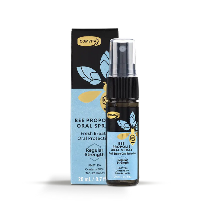 a bottle of Bee Propolis Oral Spray and its packaging.