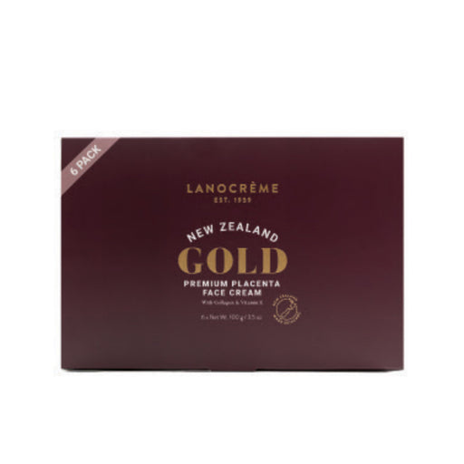 A maroon box containing a product called "New Zealand Gold Premium Placenta Face Cream".