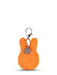 An orange, plush keychain shaped like a bunny with a metal hook attached to it.