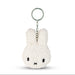A white plush rabbit keychain with a black eye and nose design.