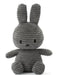 A gray, plush rabbit toy with large ears and a small nose.