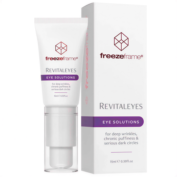a tube of Revitaleyes eye solution and its packaging.