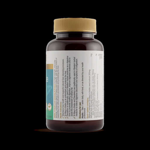 a bottle of a dark-colored supplement with a gold cap, against a black background.