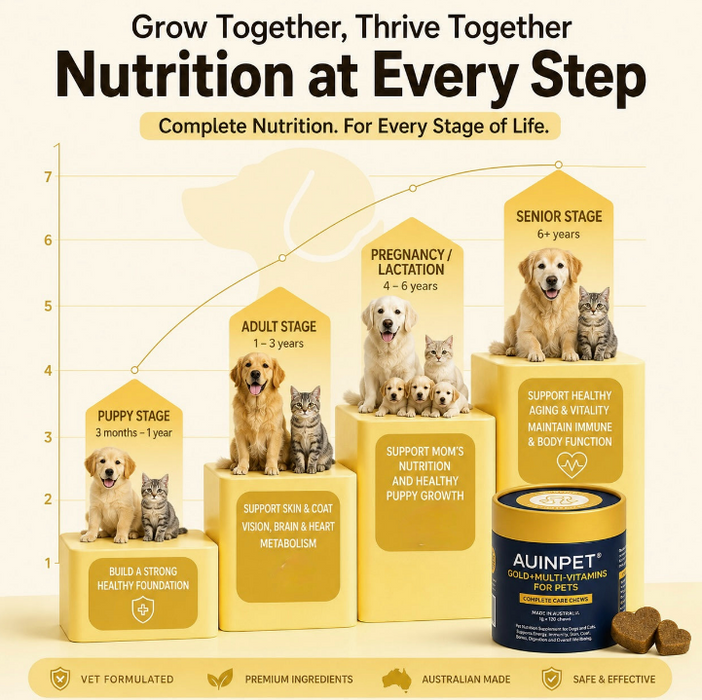 Auinpet GOLD + MULTI-VITAMINS for Pets - Complete Care Chews -1g*120Chews