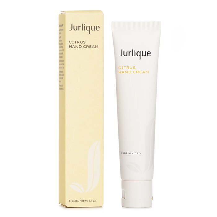 a bottle of Jurlique Citrus Hand Cream and its packaging, both in a white color.