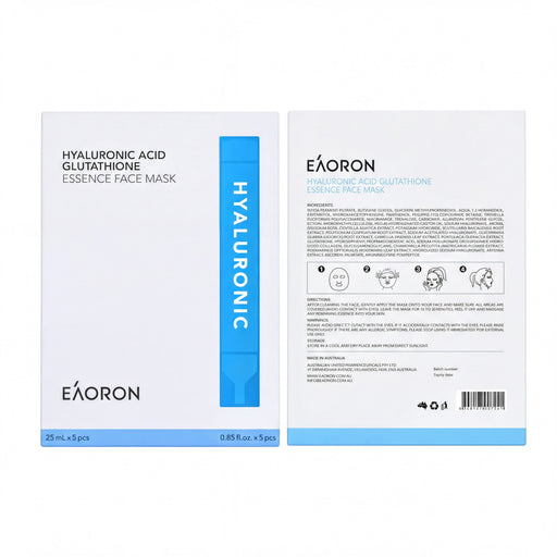 Eaoron Hyaluronic Acid Glutathione Essence Face Mask 5pcs EXP: 10/2025 Eaoron
