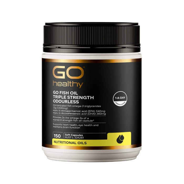 Go Healthy Fish Oil Triple Strength Odourless Softgel 150 Capsules