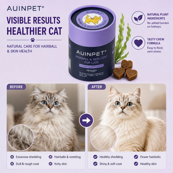 Auinpet HAIRBALL & SKIN COAT For Cats - Seaweed + Lecithin Chews