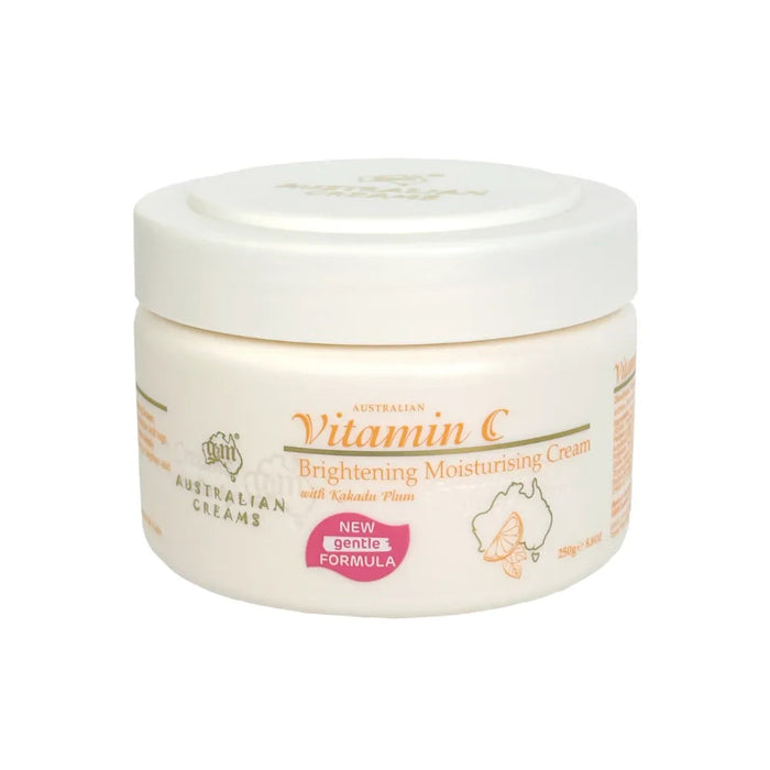 a jar of Australian Vitamin C Brightening Moisturising Cream with Kakadu Plum, which is a 250g (50ml) jar.