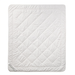a white quilted blanket or comforter, which appears to be a bedding item.