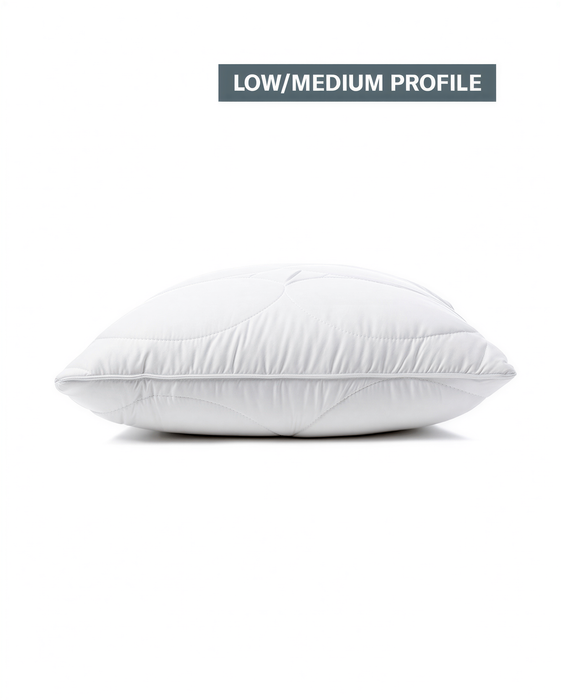 A single white pillow with a low/medium profile design.