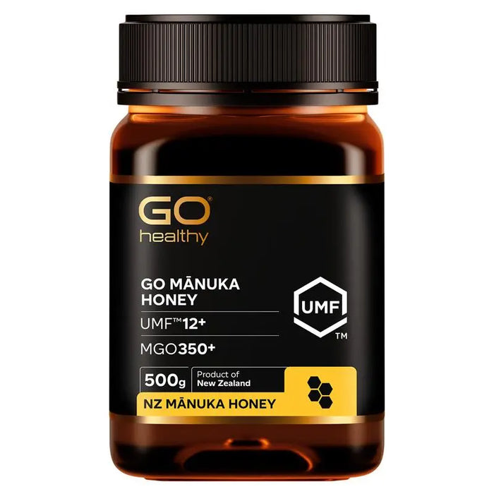 a bottle of Go Healthy Manuka Honey, a New Zealand product.