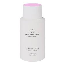 A bottle of Glasshouse Fragrances A Tahaa Affair Vanilla Caramel Body Wash