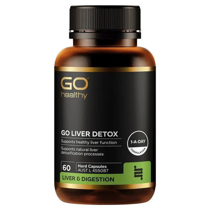 a bottle of Go Healthy Go Liver Detox supplement.