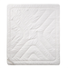 A white, square-shaped quilt or blanket with a geometric pattern.
