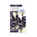 A bottle of Linden Leaves essential oil and its packaging, which features a purple floral design.